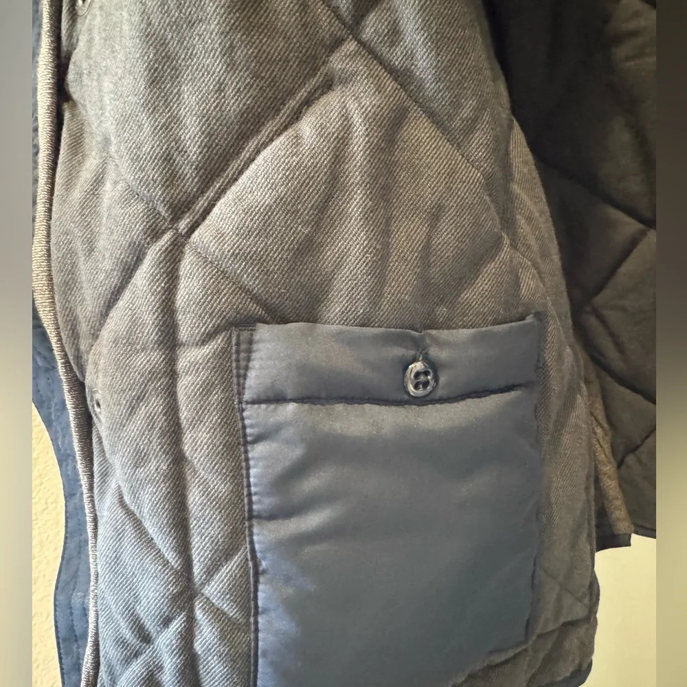 J. Crew Men’s Blue Quilted Puffer Jacket w/ Corduroy Collar, Size L